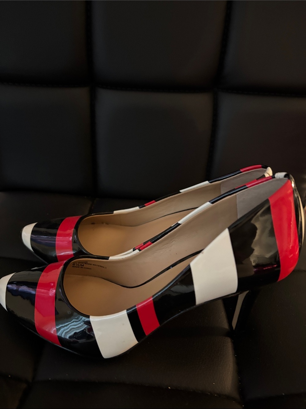 Inc. Patent Colorblock Pointed-Toe Pumps in Black, White & Red 6.5 Fits like a 6
